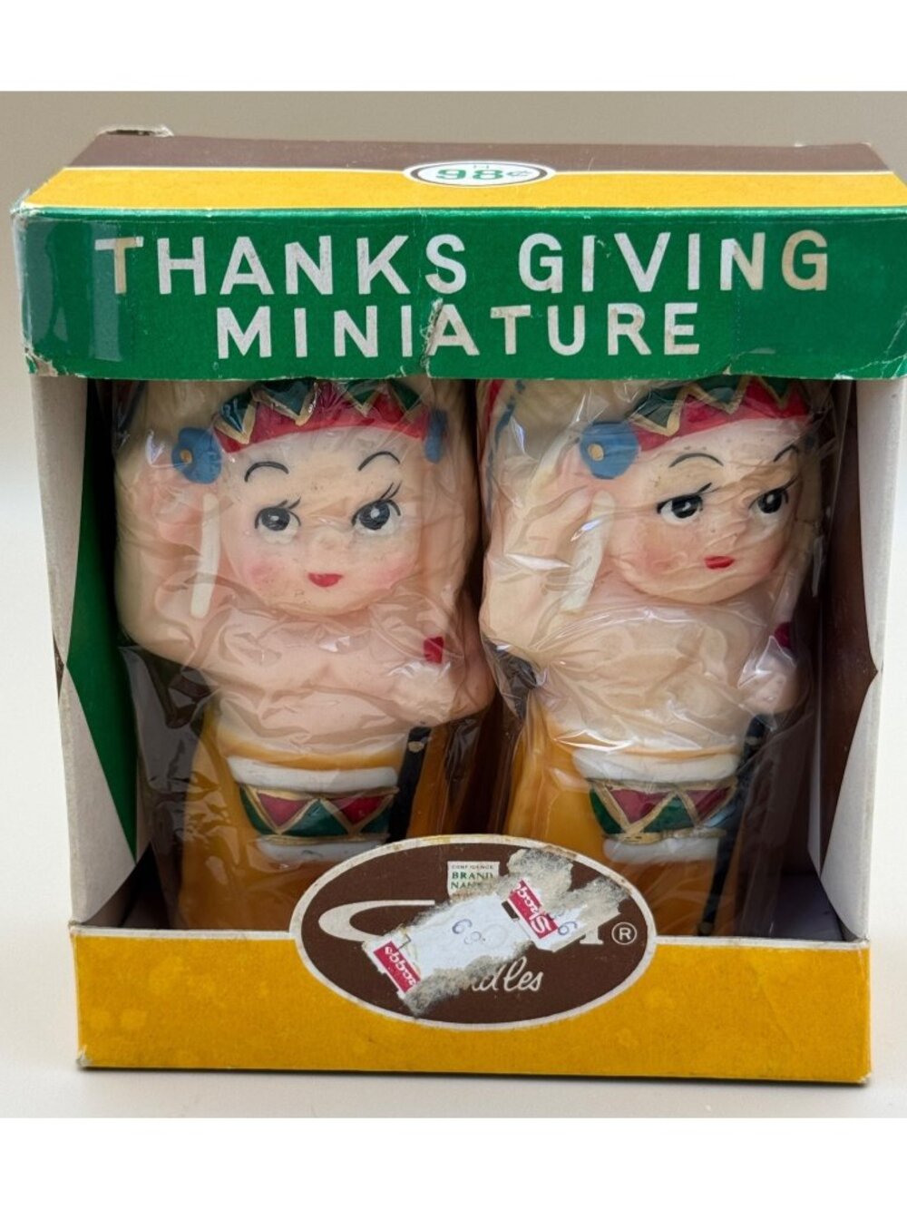 Vintage 1965 Capri Thanksgiving Decor Candles NIB Native American Indian